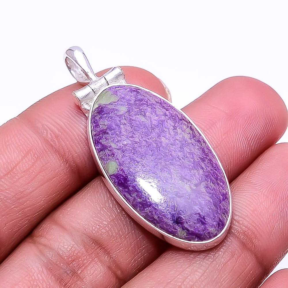 Natural Variscite In Purpurite 925 Sterling Silver Pendant 1.76″ P21