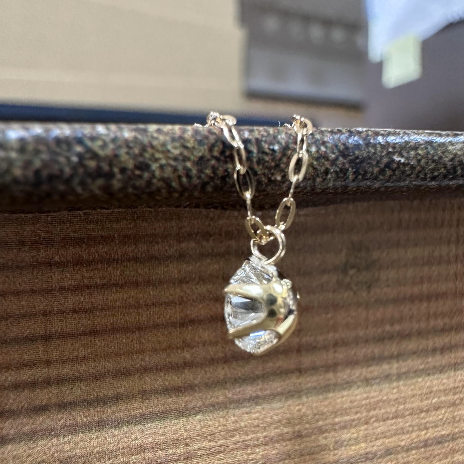 K18 Natural Diamond Necklace 0.44ct Azuki chain 40cm　Comes with a GIA certifica