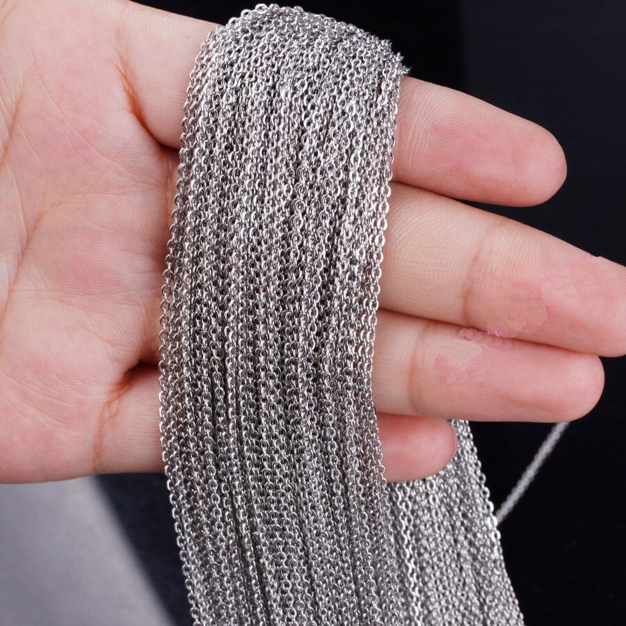 1.5/2/2.4/3mm 100pcs/Lot Stainless Steel Silver Cross Chain Men Necklace Finding