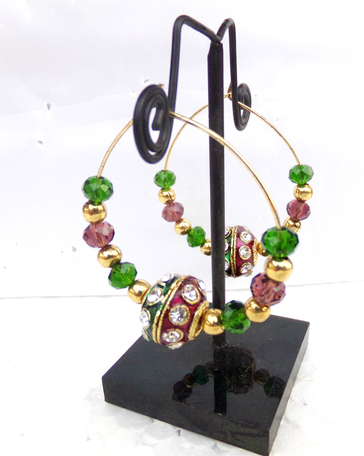 South Indian Traditional Gold Plated Kundan Hoop Earrings for Girls and Women