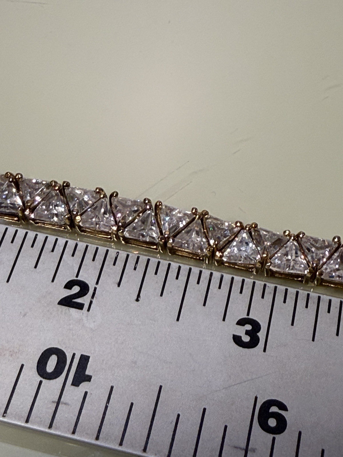 18k Gold Plate 925 Sterling Silver 30g Trillion Cut CZ Triangle TENNIS BRACELET