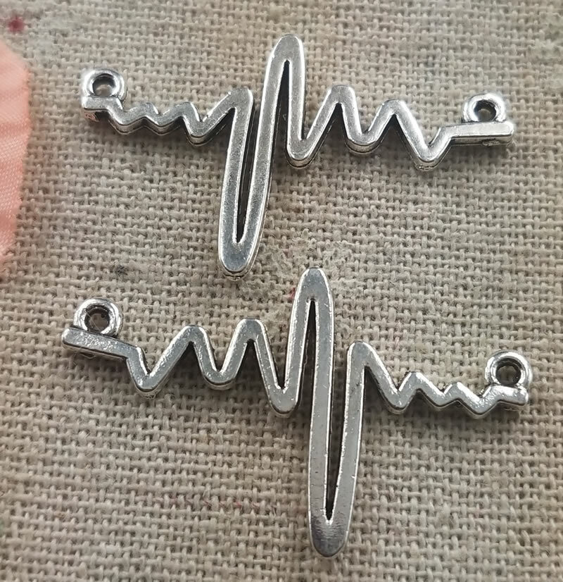 Free Ship 84 pcs tibetan silver Heartbeat Line connectors 36x22mm L-4994 DIY