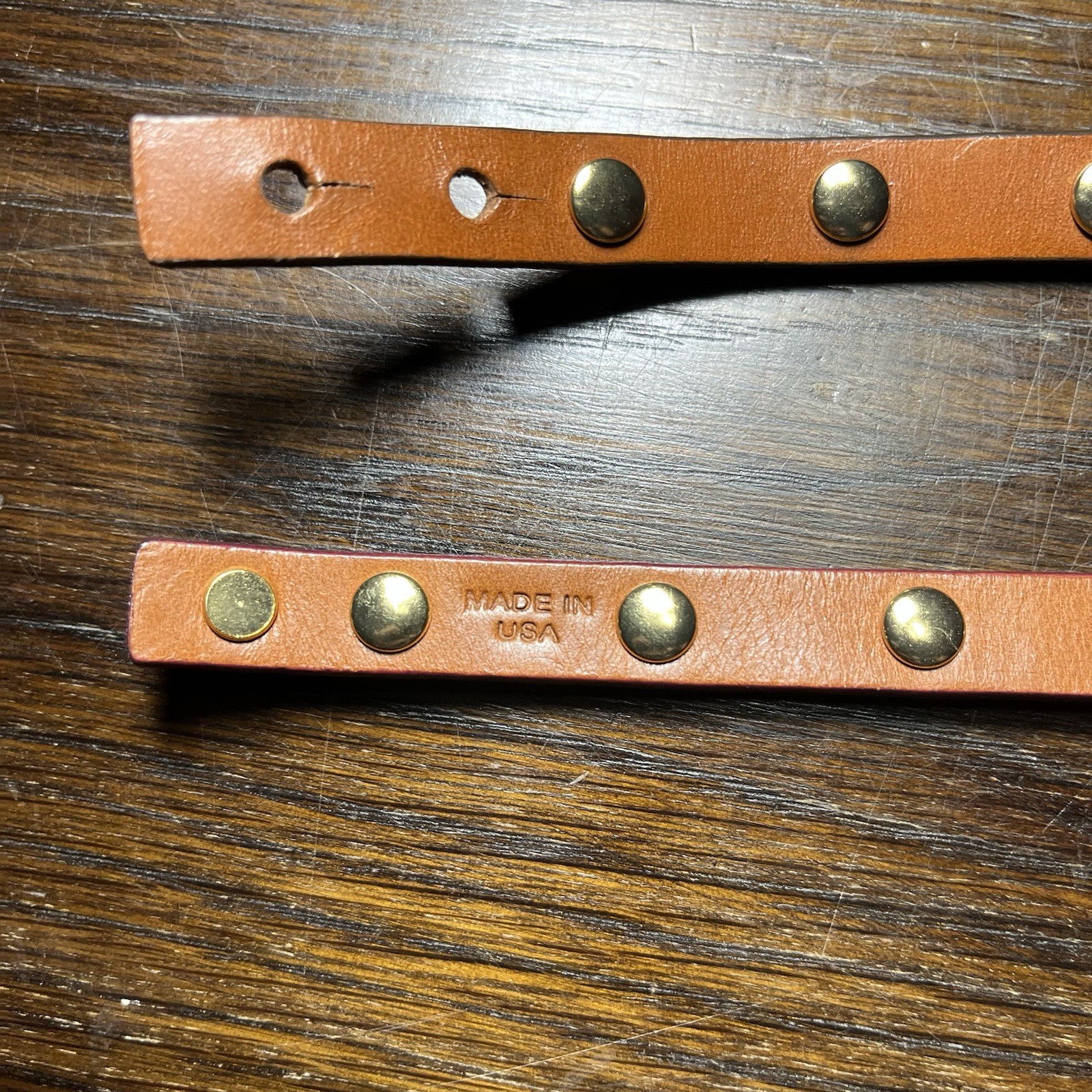 Tory Burch Bracelet Set of 2 Leather Double Wrap Logo Stud Adjustable USA Made