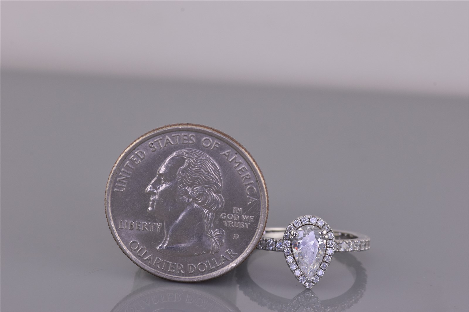 Sterling Silver Pear Cut Cubic Zirconia Halo Accented Band Ring 925 Sz: 6
