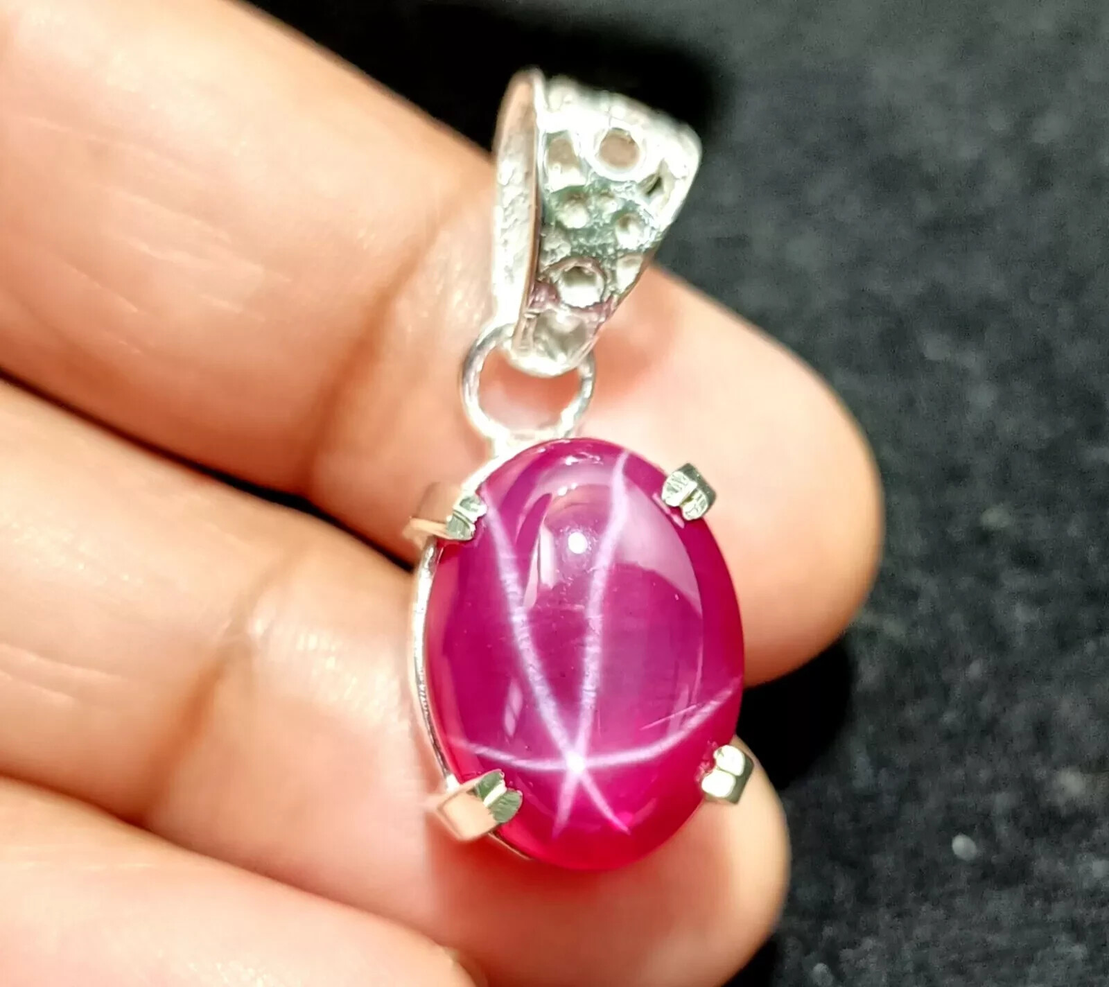 Certified 28.00 Ct Natural 6 Ray Star RUBY 925 Solid Silver Pendant Gemstone