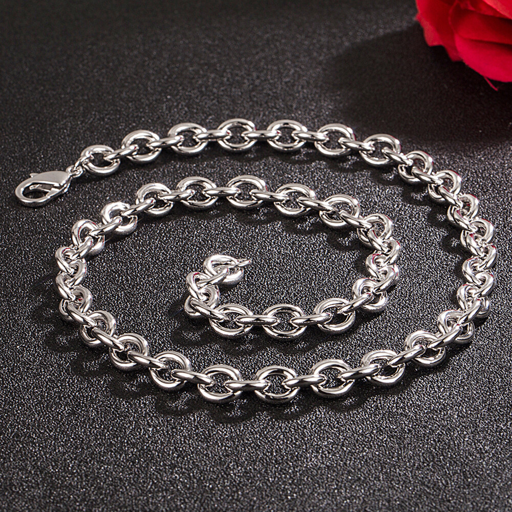 Real 925 Sterling Silver 8.5mm Round Cable Rolo Link Chain Necklace 16″- 26″