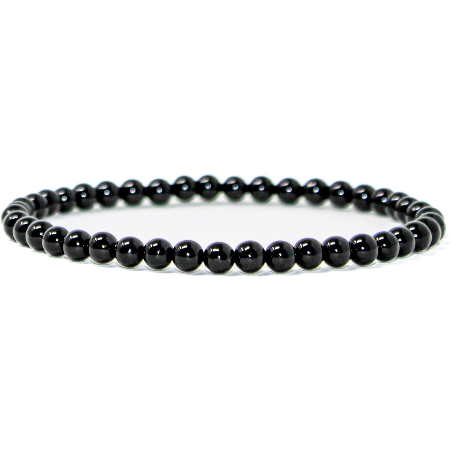Natural Black Tourmaline Stone Bracelet 4mm Healing Crystal Stretch Bracelet