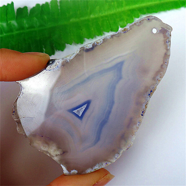 84x60x6mm Blue Stripes Geode Agate Slab/slice Reiki Pendant Bead EA88429
