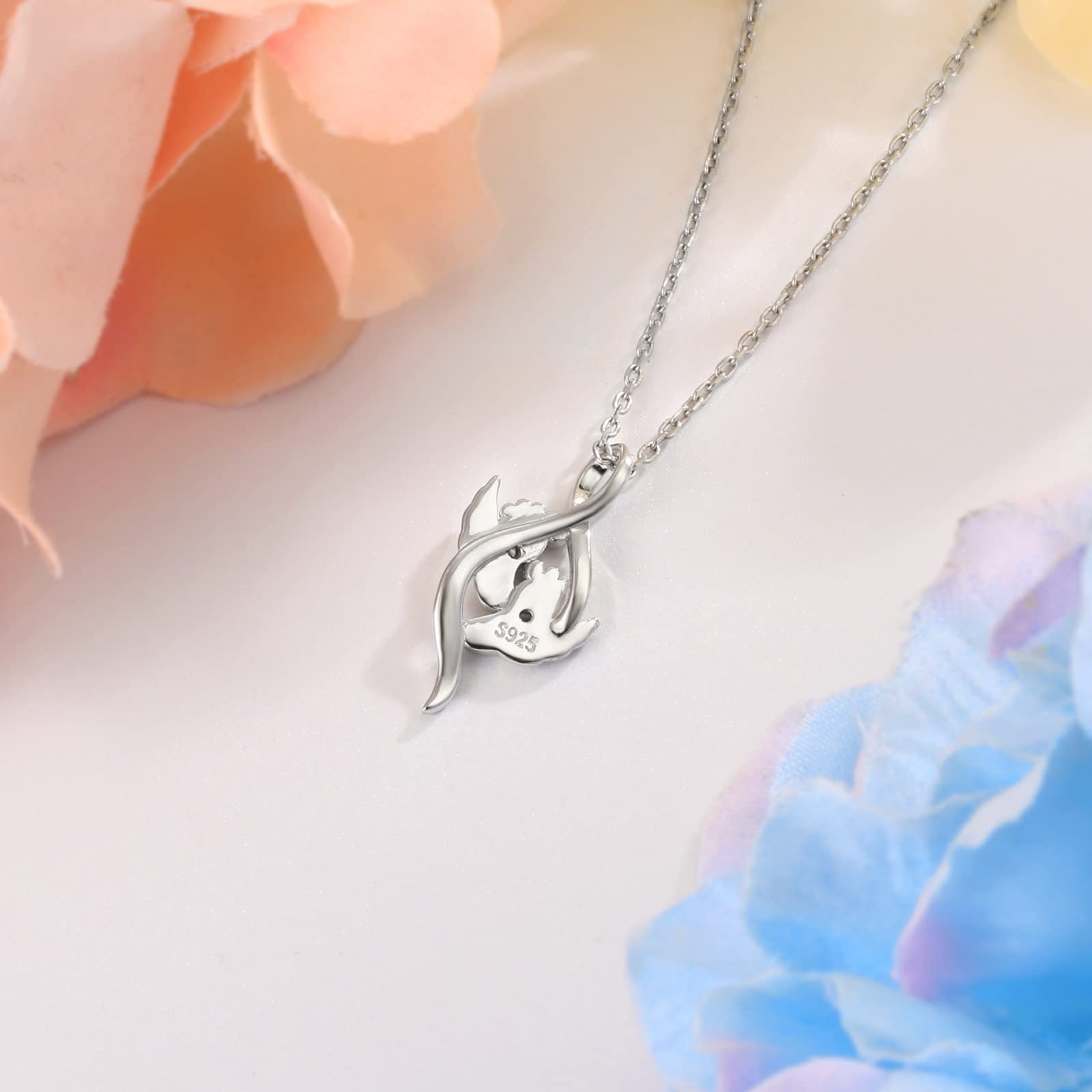 Sterling Silver Angel Heart Pendant Necklace – Miscarriage Memorial Jewelry for