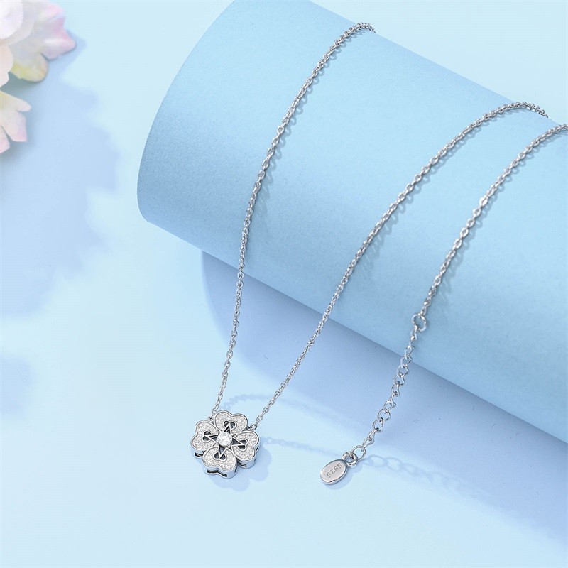 KUNSIR 925 Sterling Silver Sparkling Lucky Pendant Necklace For Women 17in Chain