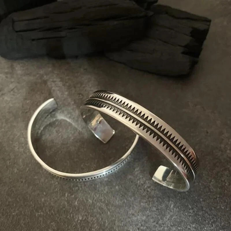 Men’s and Women’s Vintage Bracelet Bracelet Pure Silver Cuff Bracelet