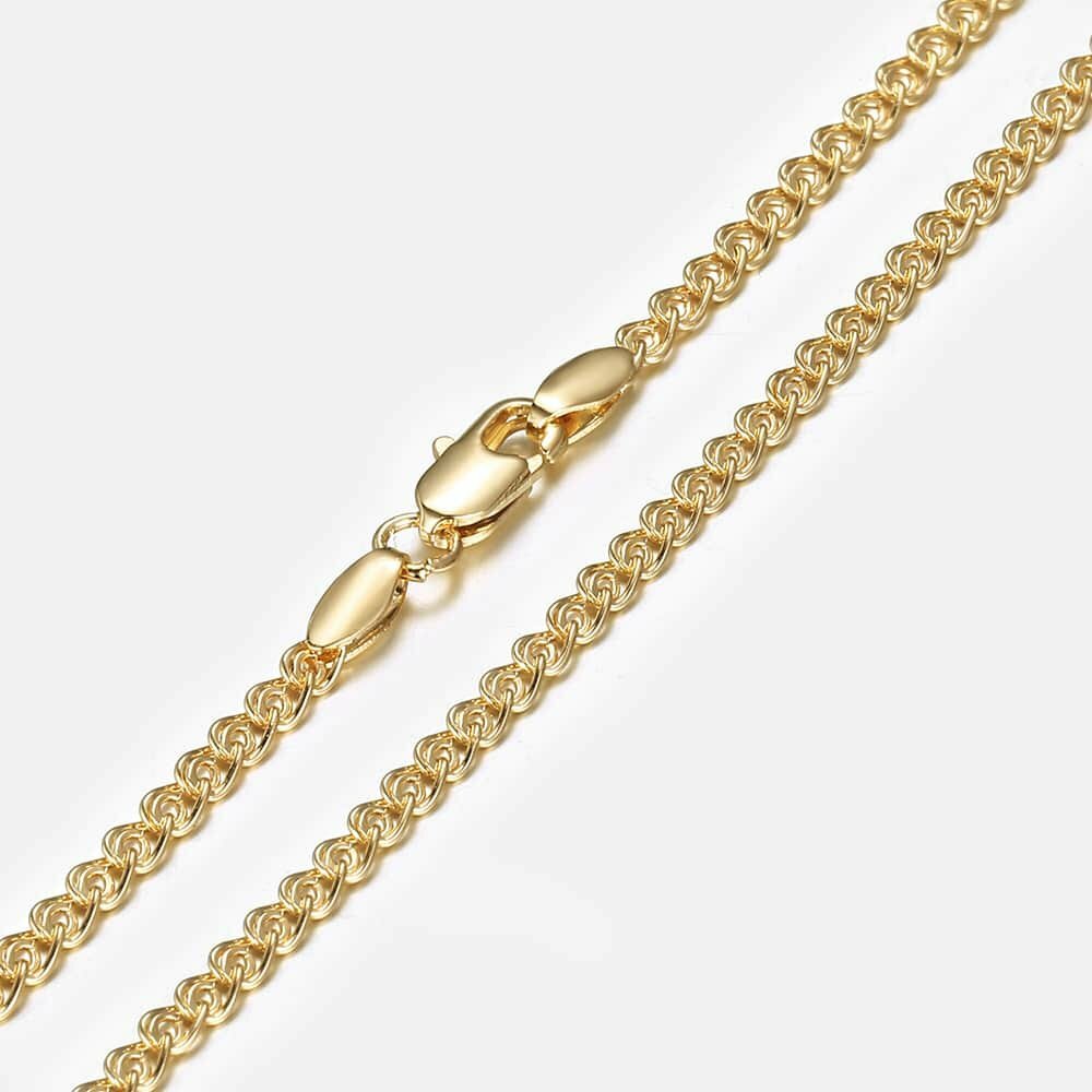 3mm Womens Female Snail Link Necklace Yellow Gold Plated Chain 20 inches