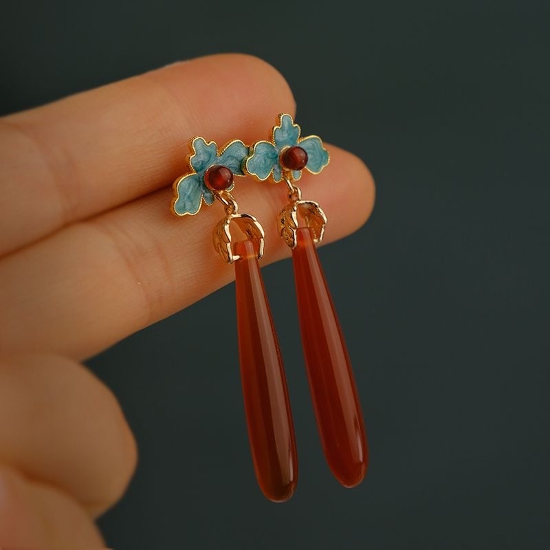 Chinese Style Long Teardrop Earrings New Chinese Hanfu Qipao Stud