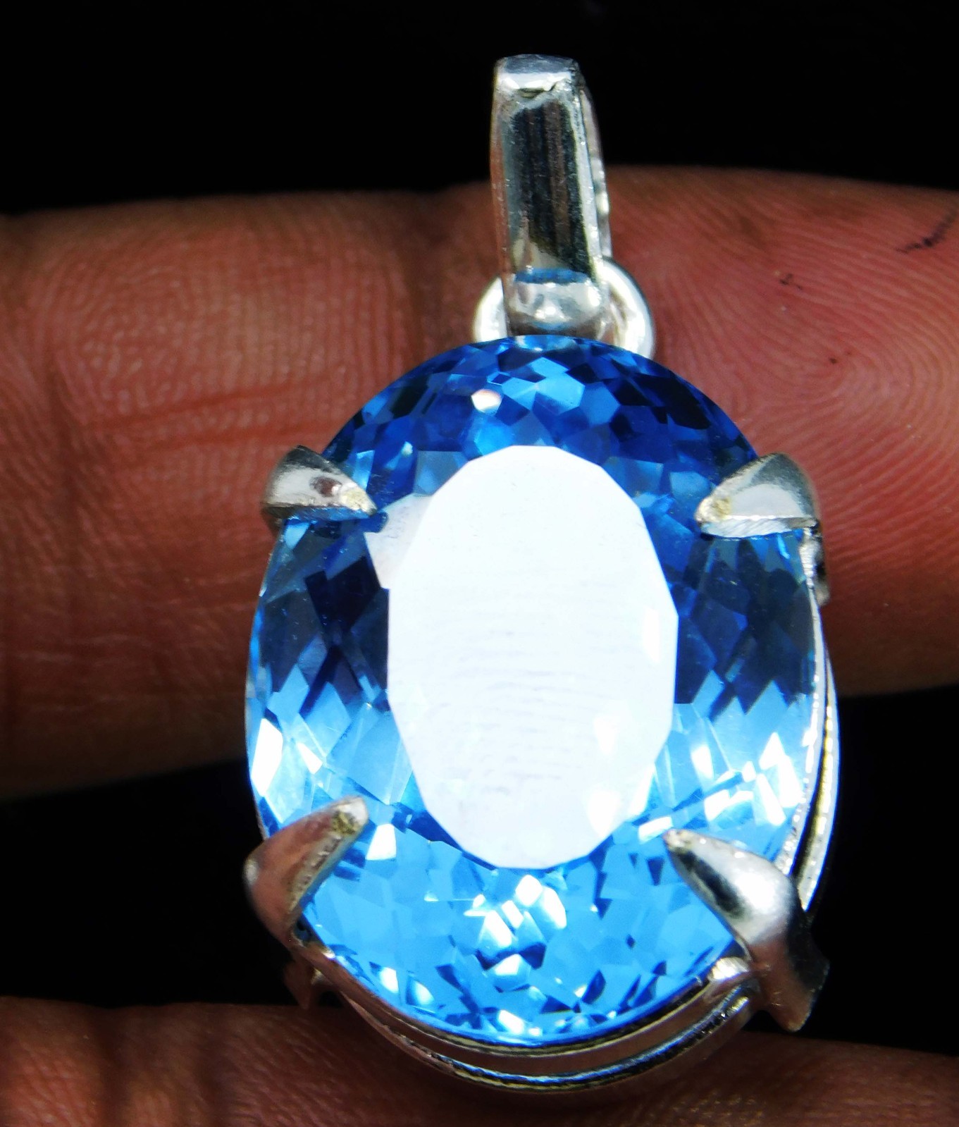 Natural 55.30 CT Certified Blue Sapphire Loose Gemstone Pendant 925 Solid Silver