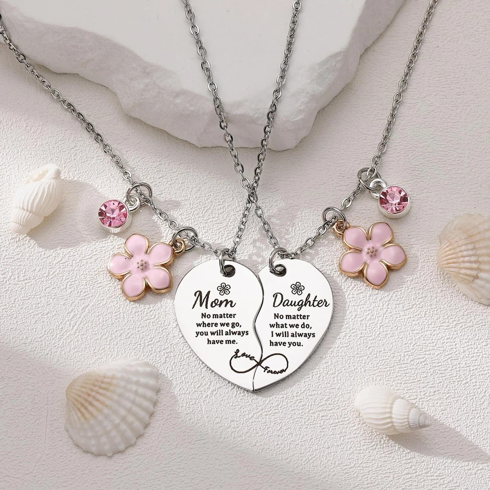 2 Piece Matching Mother Daughter Heart Necklace Set Love Reminder Lot of (25)
