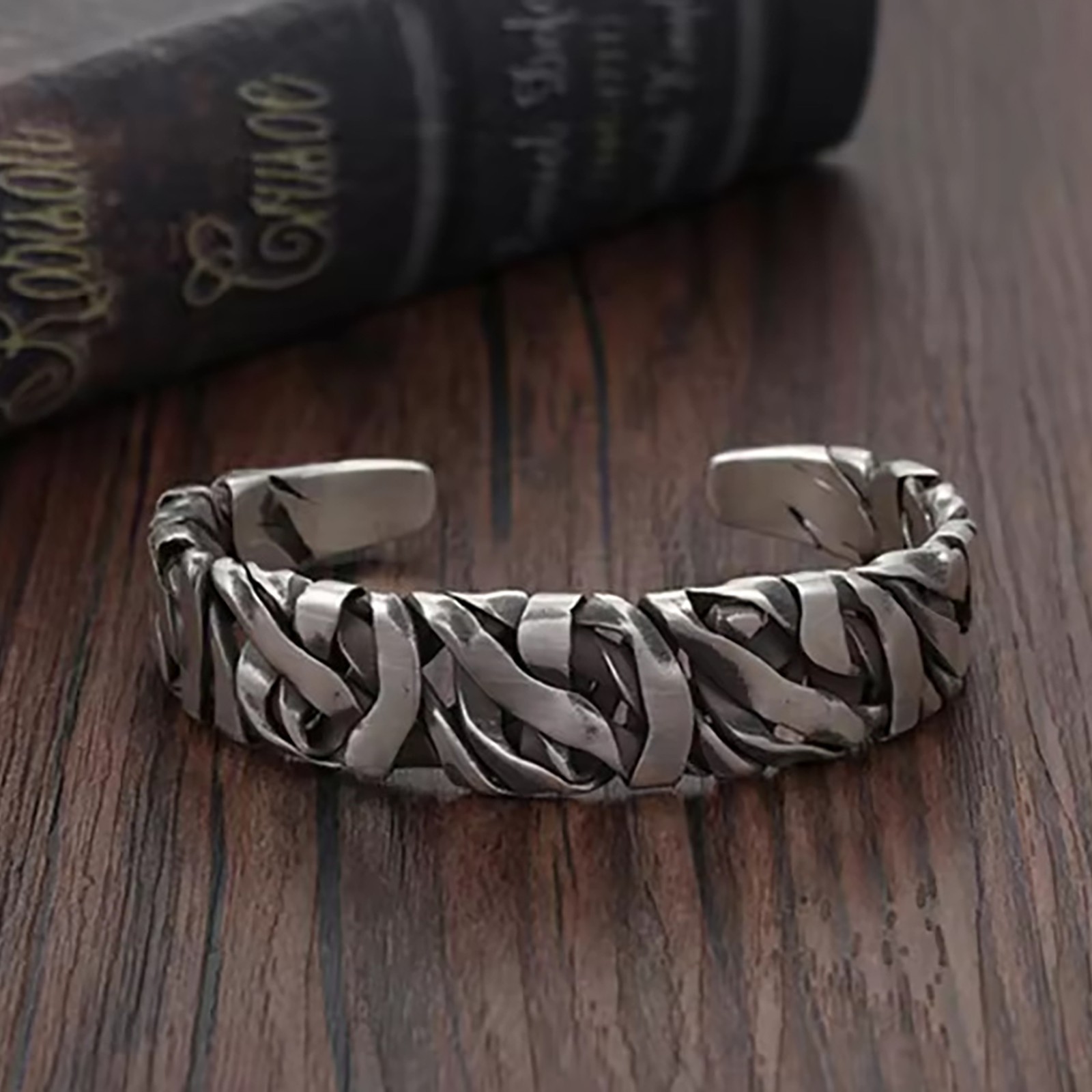 Vintage Twisted Weave Open Bangle Retro Industrial Cuff Bracelet Men Gift Jewelr