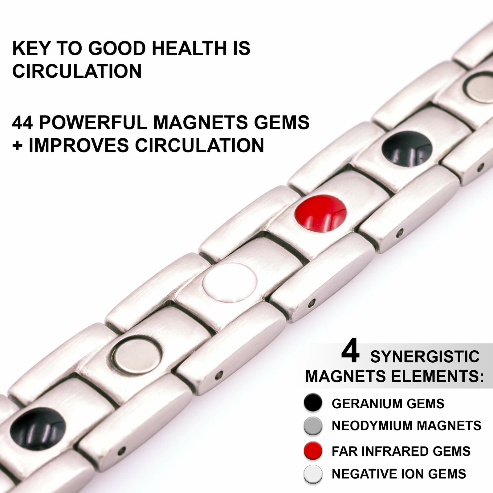 Magnetic Bracelet women men Arthritis pain relief 44 Elements Balance Energy New