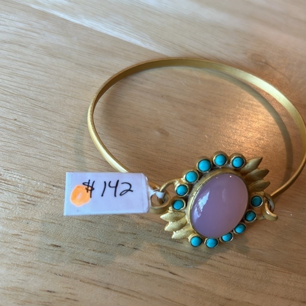 NWT Gold, Turquoise and Pink Jade Bracelet