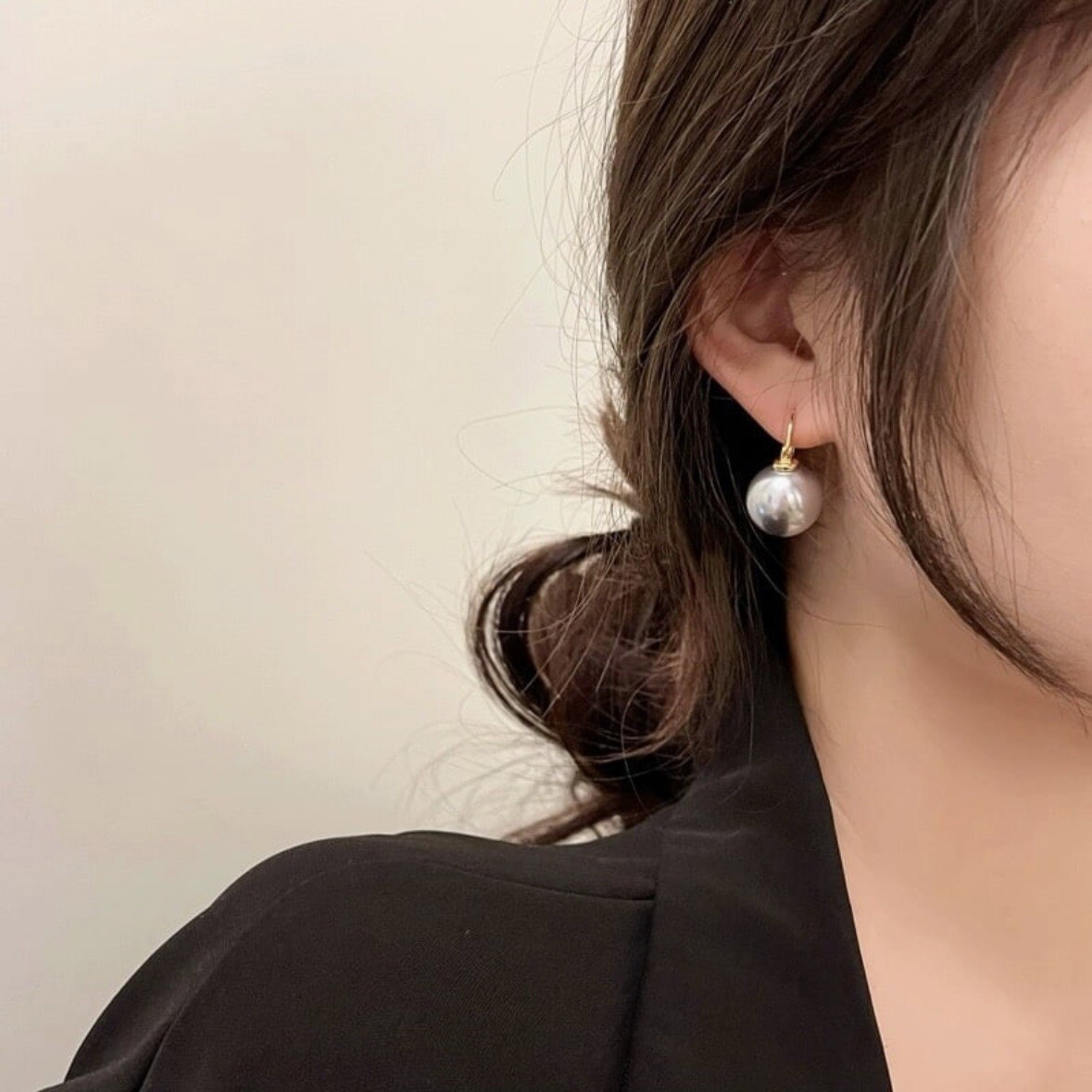 Gray Pearl Dangle Drop Earrings for Women