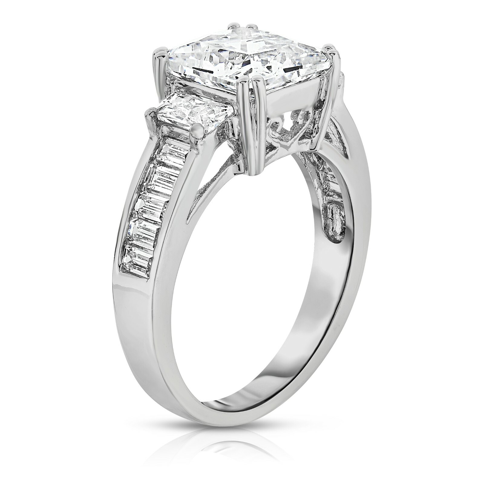 Sterling Silver 925 Plated Women’s CZ Princess Cut Eternity Wedding Band Ring
