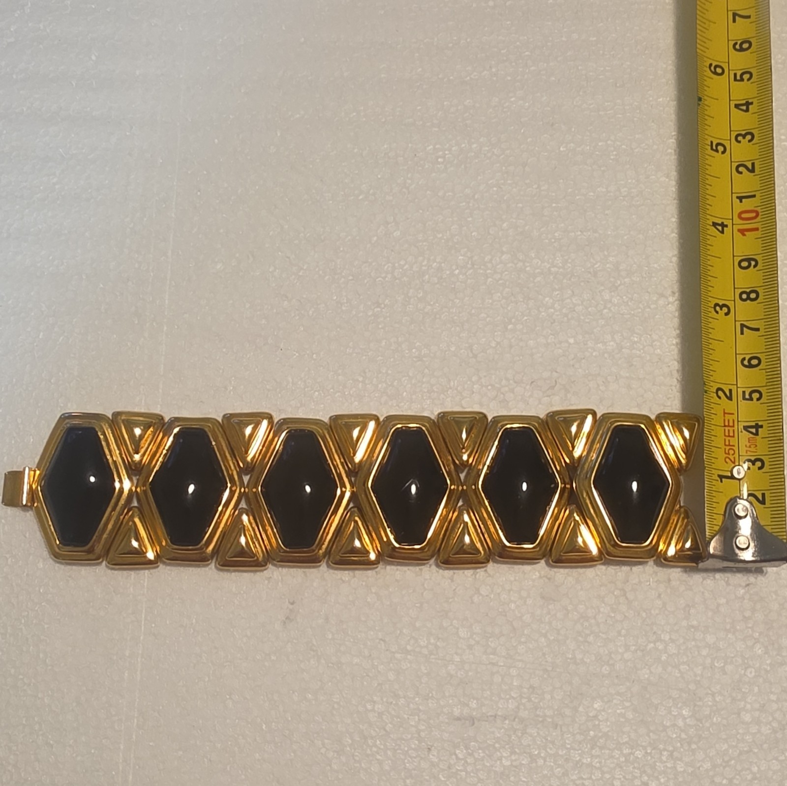 Gold & Black Hexagon Link Bracelet