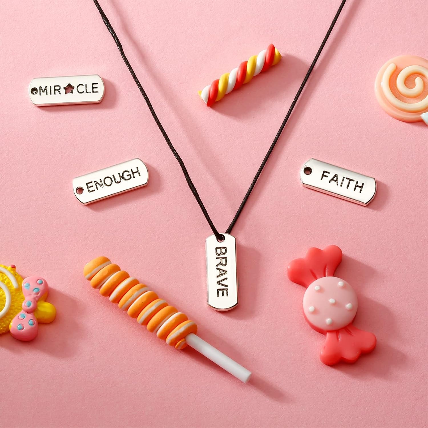 80 Pcs Word Charms Pendants Engraved Motivational Charms Pendants Jewelry Making