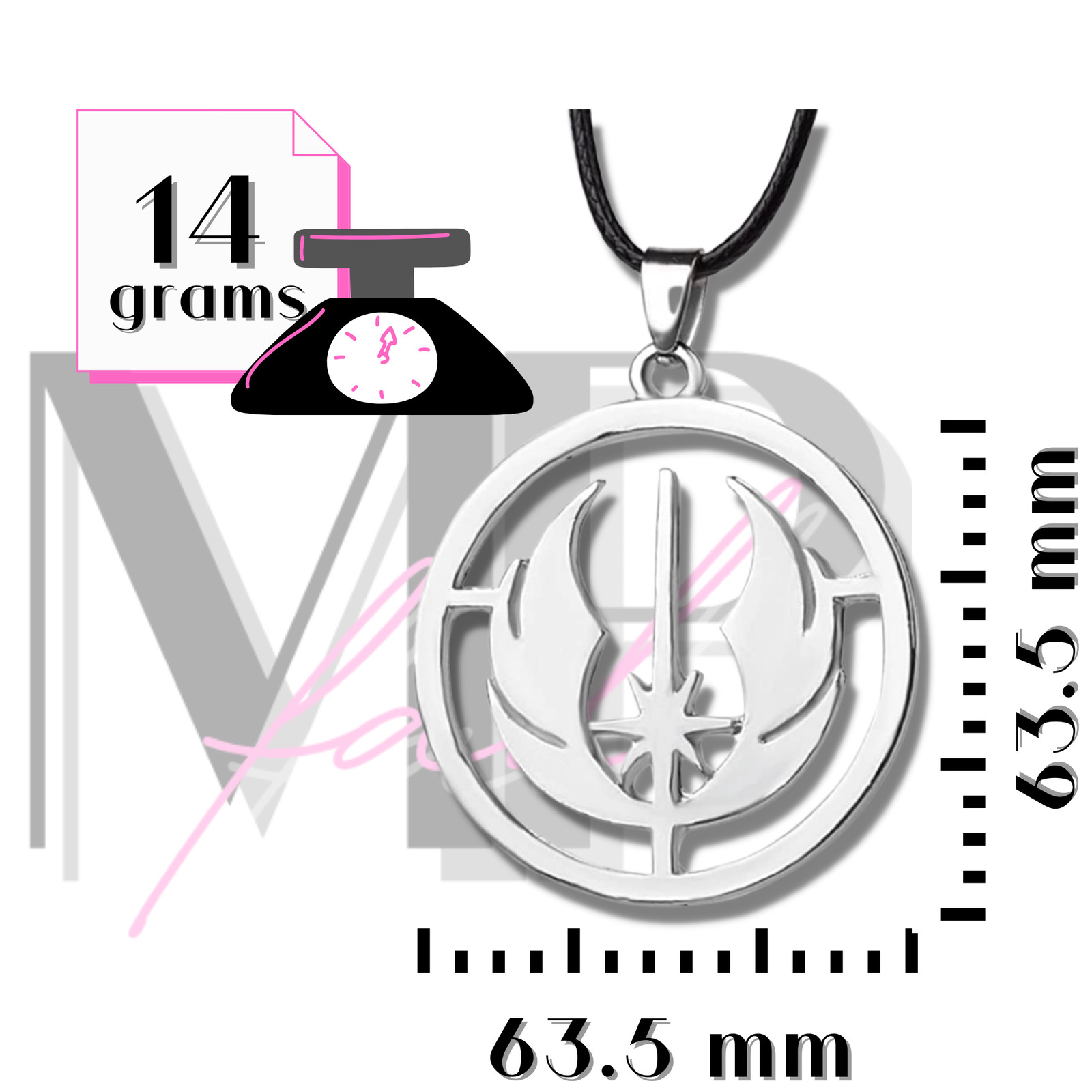 Star Wars Necklace Pendant Leather Cord Stainless Steel Silver JEDI ORDER Symbol