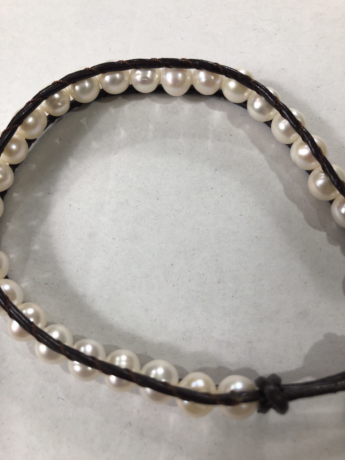 Pearl Leather Bracelet Wrap Artisan Handmade – 7 inch to 8 inch Length