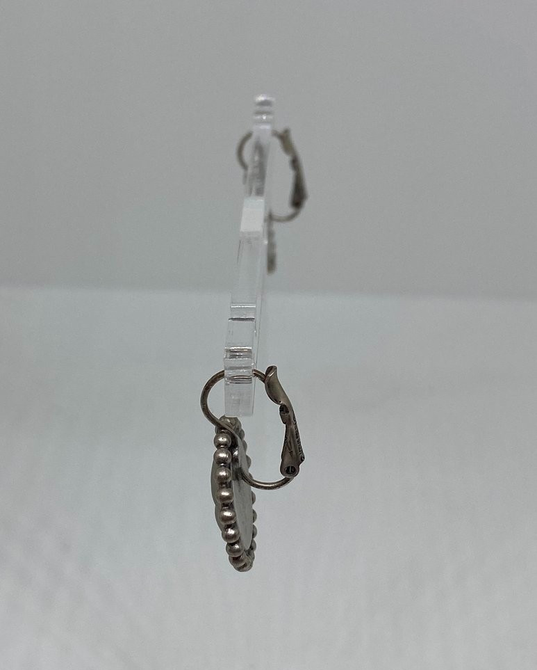 Kirks Folly Moon Face Earrings Iridescent Silvertone Leverback Signed Celestial