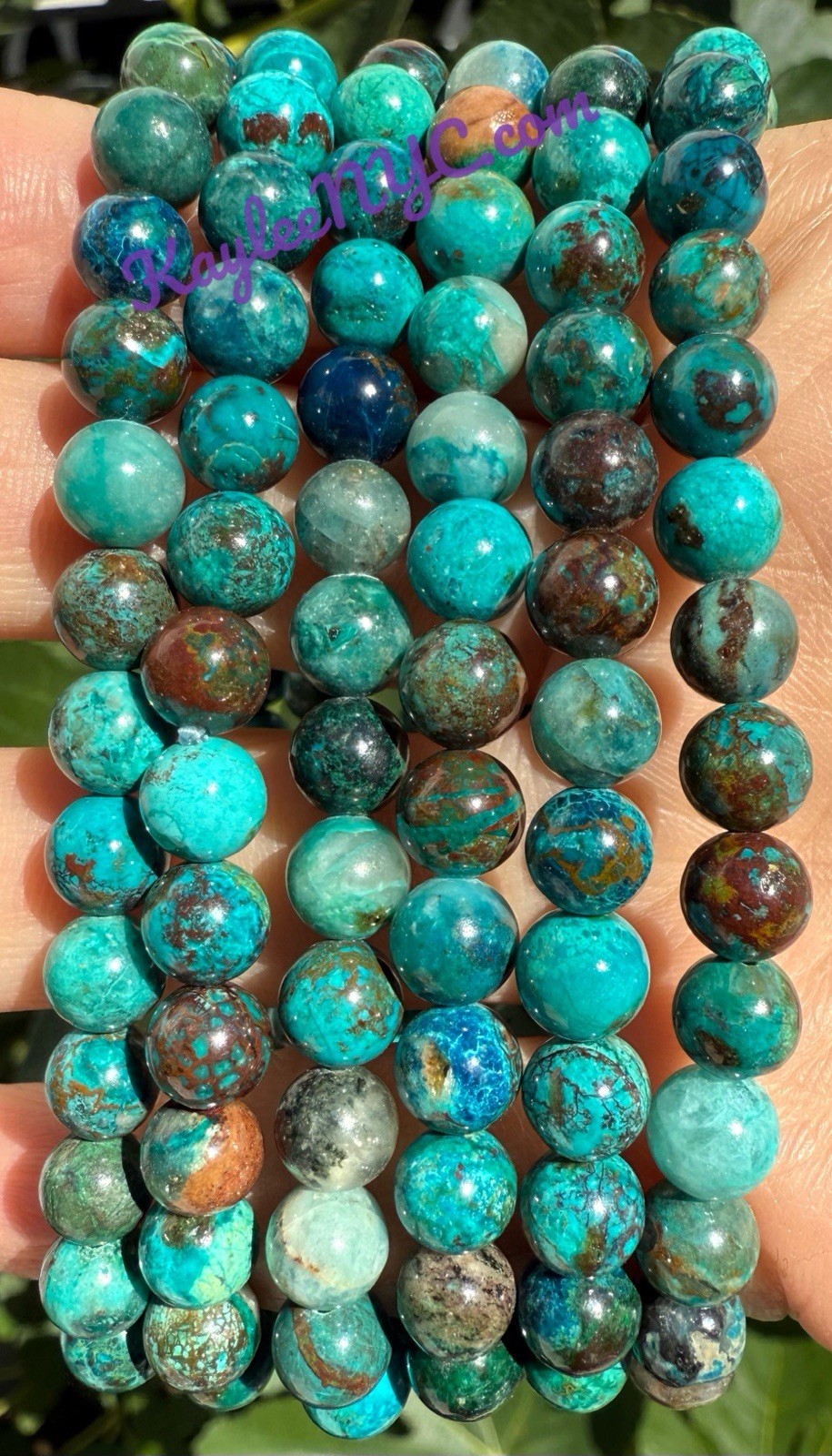 Wholesale 6 Pcs Natural Chrysocolla 6mm 7.5” Crystal Stretch Bracelet