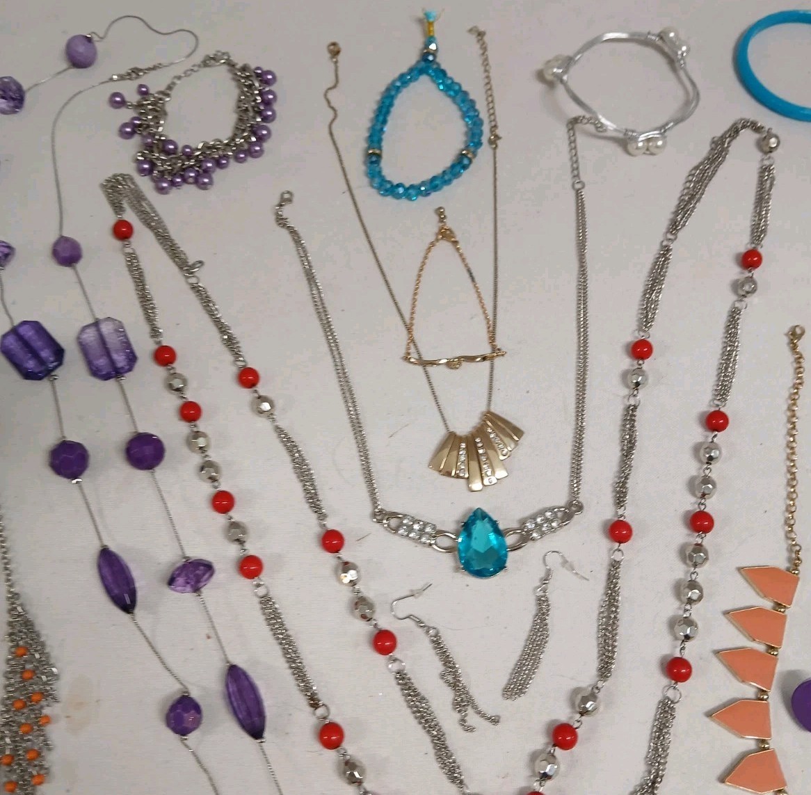 Mixed Jewelry Lot – Necklaces, Bracelets, Earrings (#1136)