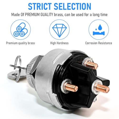 1 Set Wires Ignition Switch， with Key 4 Position Universal Silver Metal
