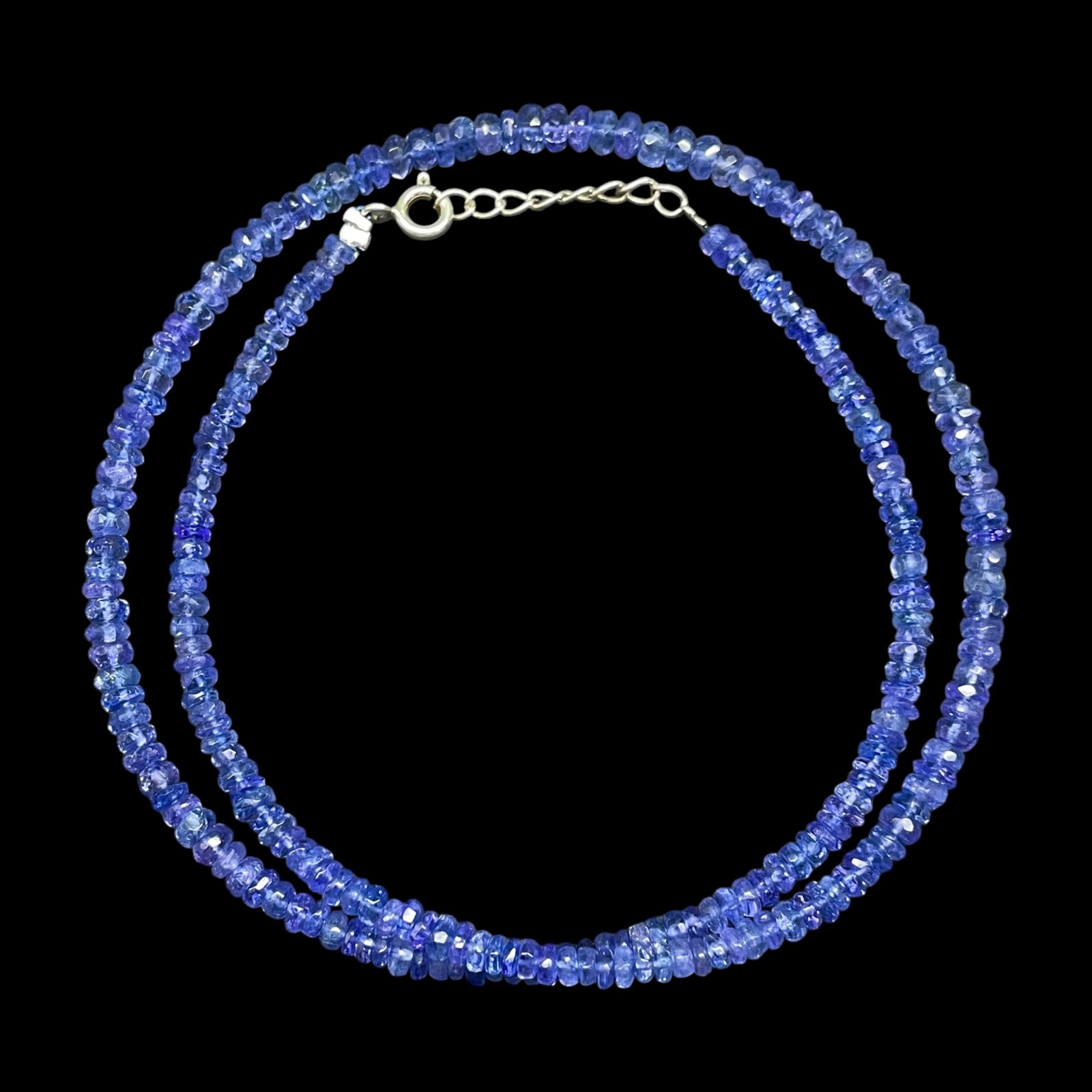18″ Natural Tanzanite Necklace 3-4.5mm Top Quality Faceted Vibrant Blue Beads