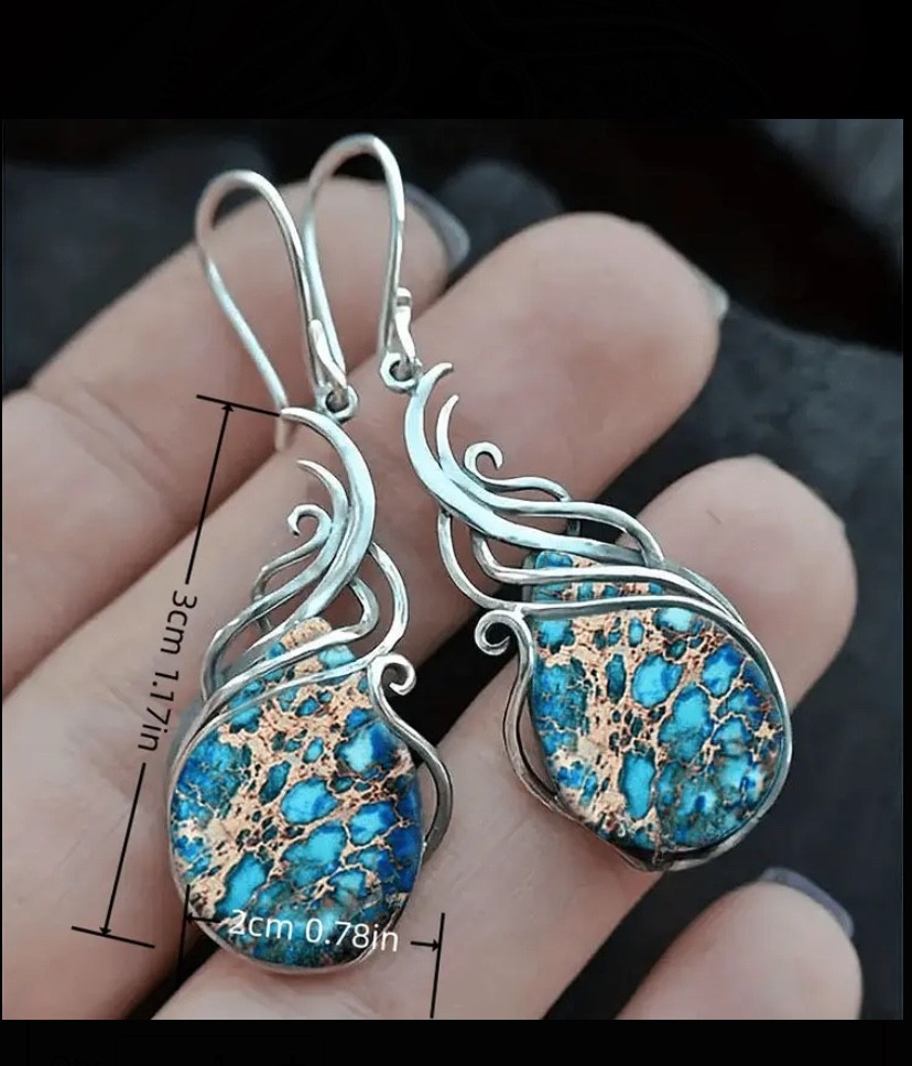 Stone resin bohemian drop dangle earring