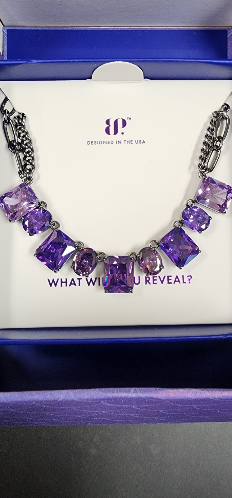 Bomb Party Sirens Necklace “Midnight Currents” Amethyst CZ on Hematite Plating