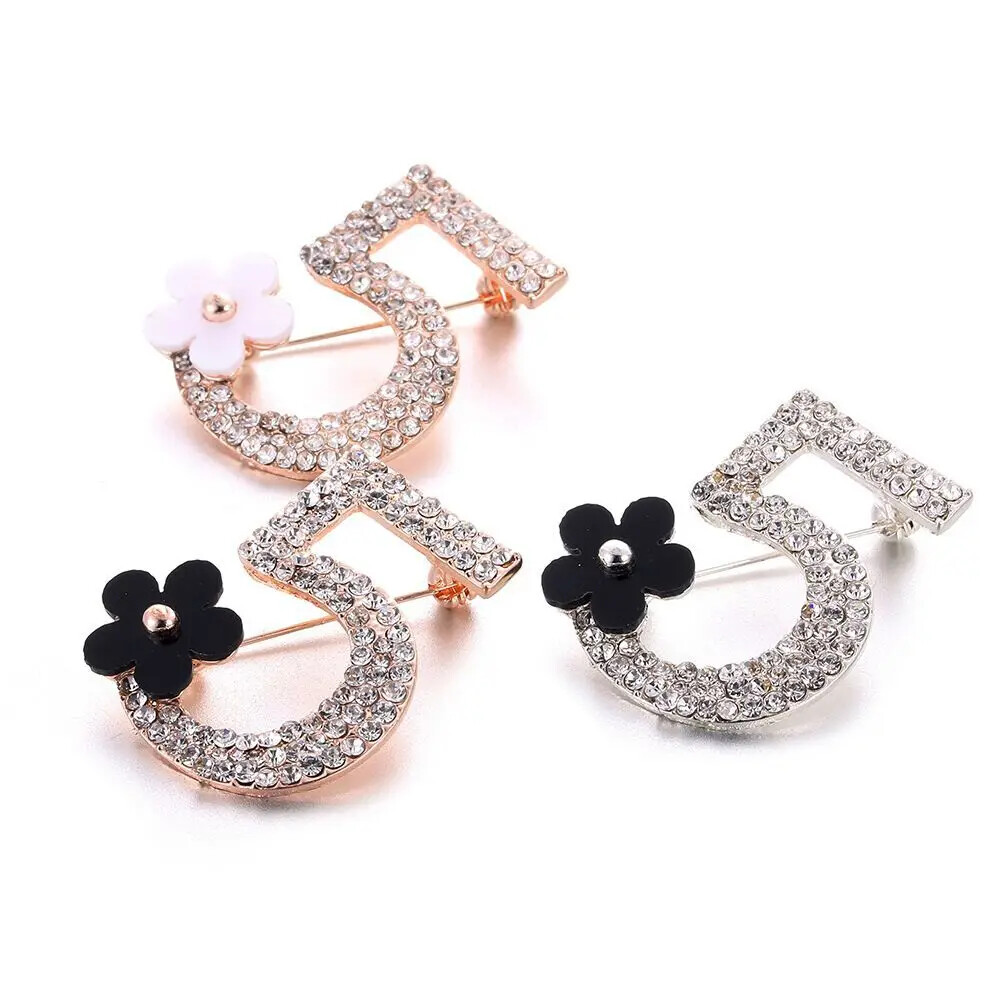 women creative number 5 brooch fashion clothing pins accessories