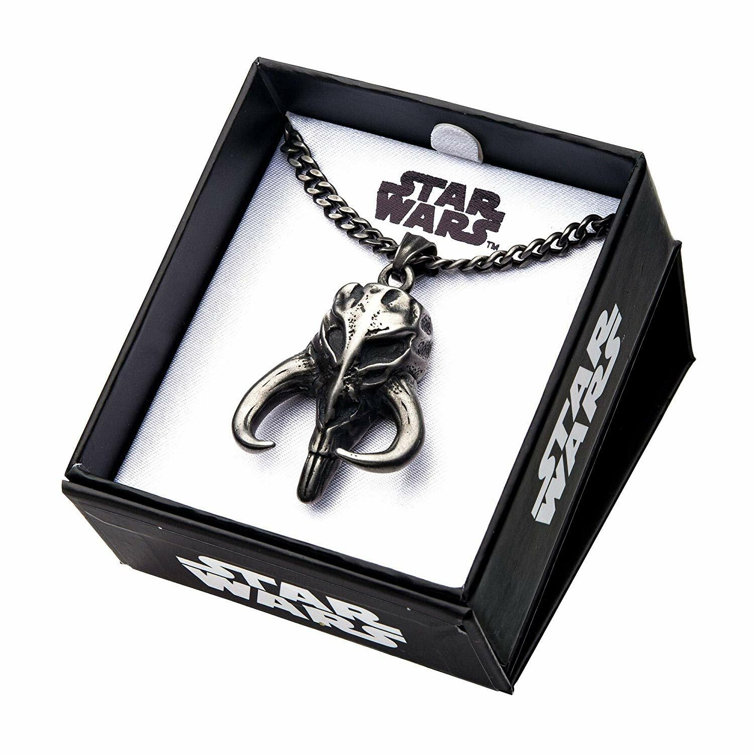 STAR WARS MANDALORIAN SYMBOL MYTHOSAUR SKULL, Cut Out Authentic Pendant Necklace