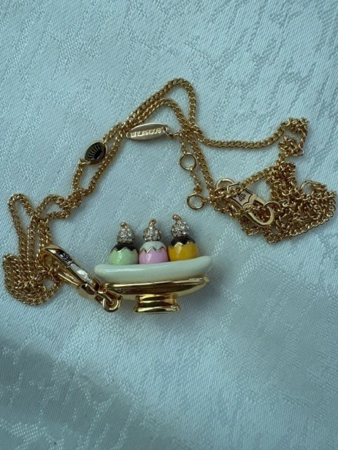 Juicy Couture Banana Boat Pendant –Colorful Birds, Crystals, Free Chain Included