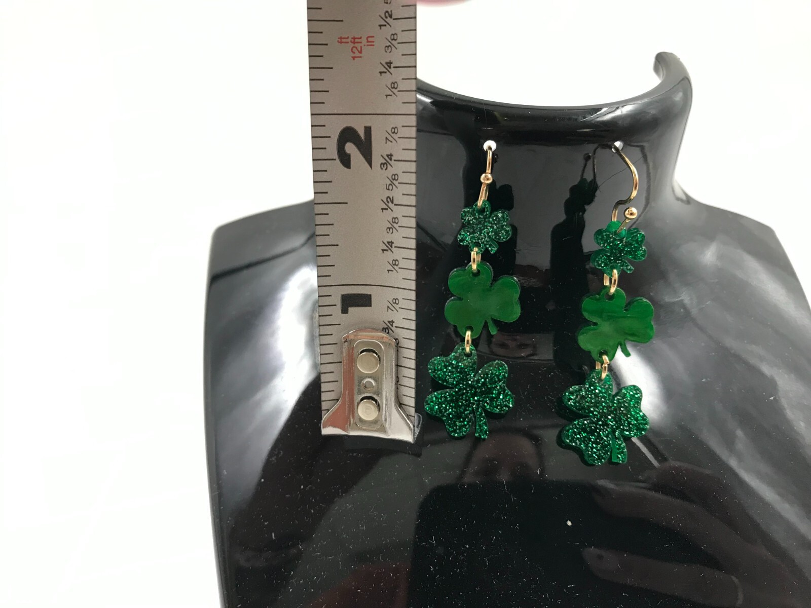 Metal & Plastic 2in Shamrock Dangle Earrings DD01B10044