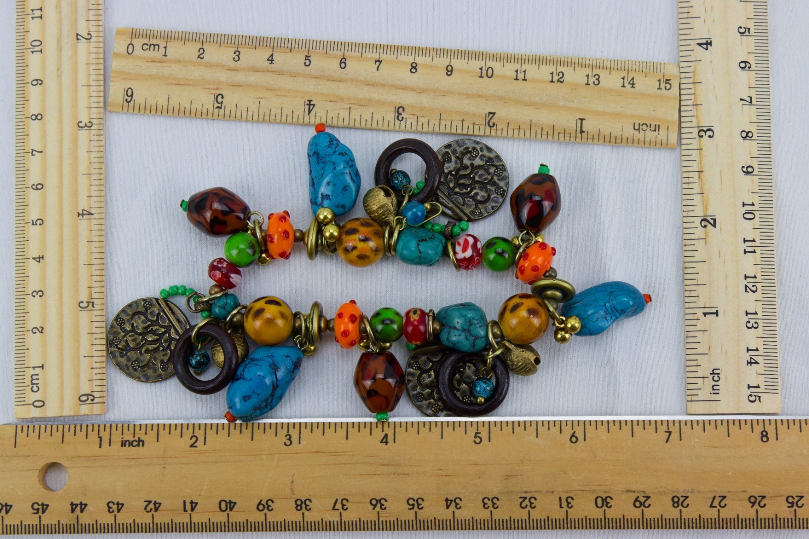 Treska Stone, Glass, Resin and Metal Stretch Bracelet, 71gr