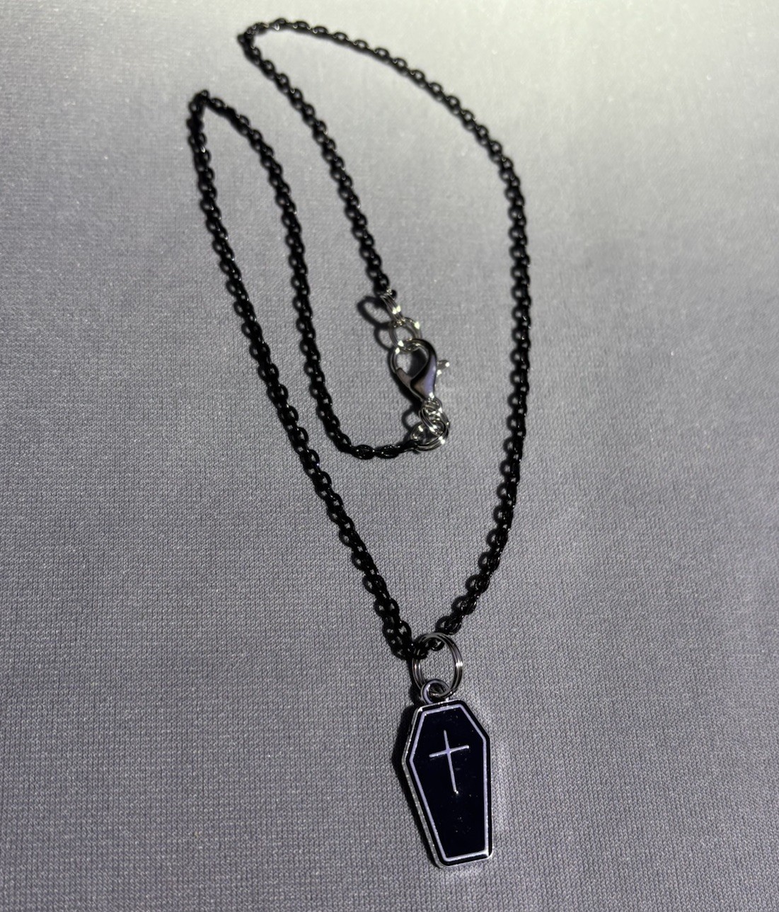 Coffin Pendant Necklace Black Chain