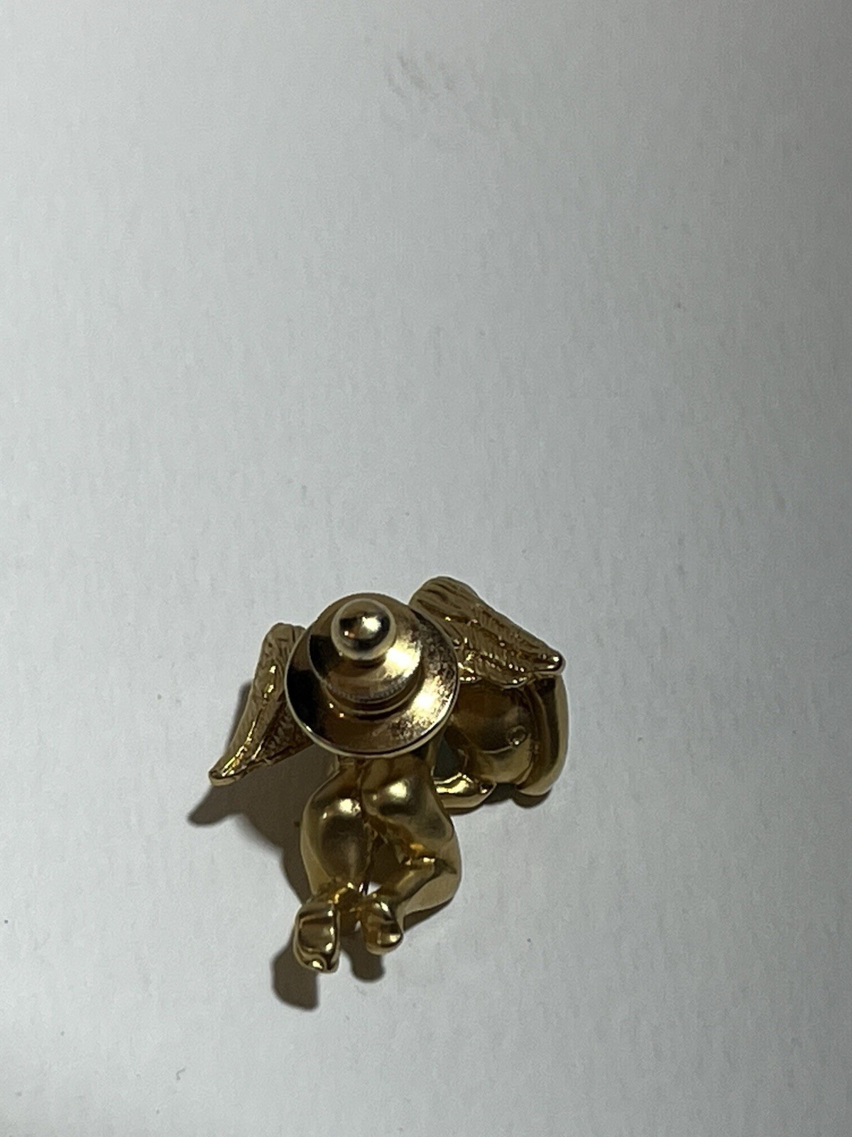 Avon vintage Gold Tone Angel Pin Blue Round Stone Bezel Set Metal 1 Gem Theme