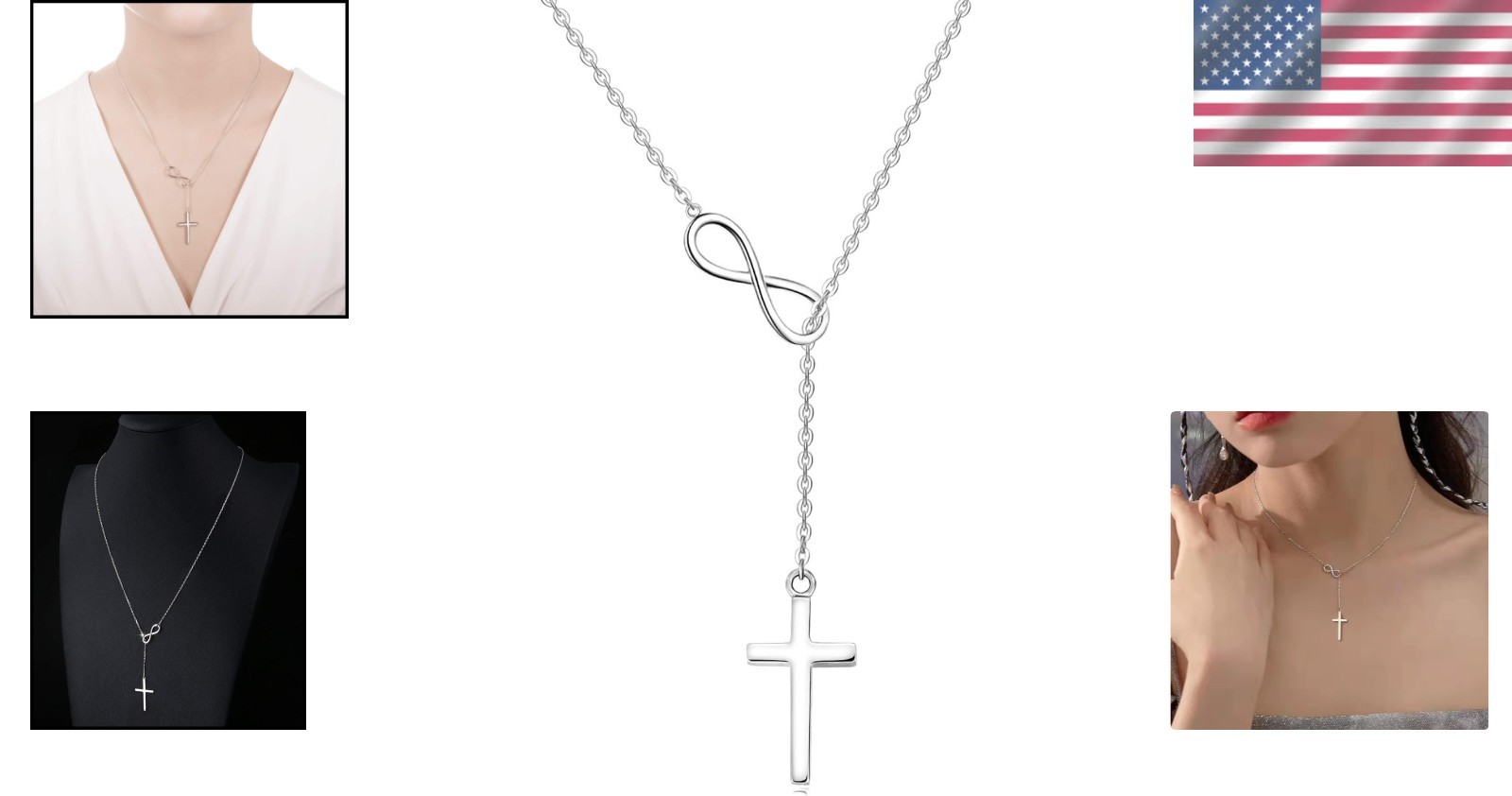 Nickel-Free Infinity Cross Necklace with Adjustable Chain – Lightweight Elegance