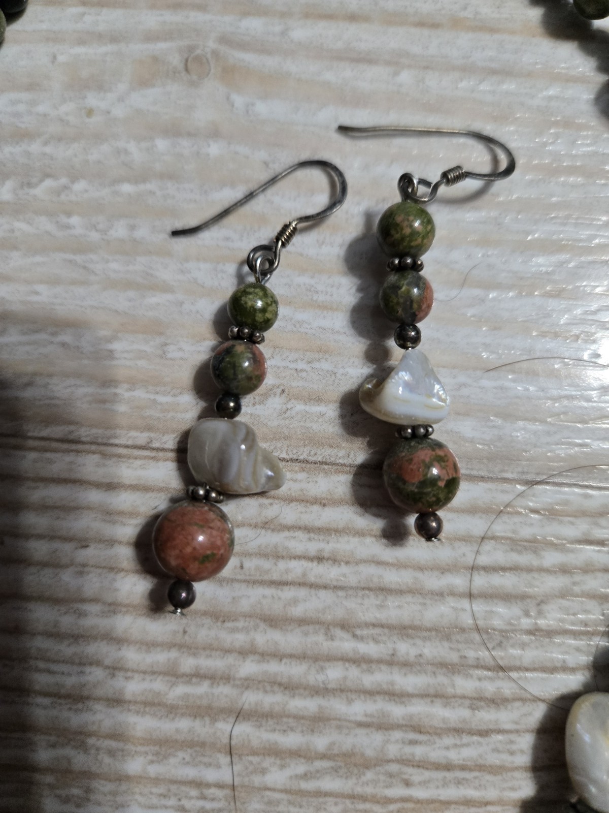 Mixed Stone Toggle Necklace & Dangle Earrings Set