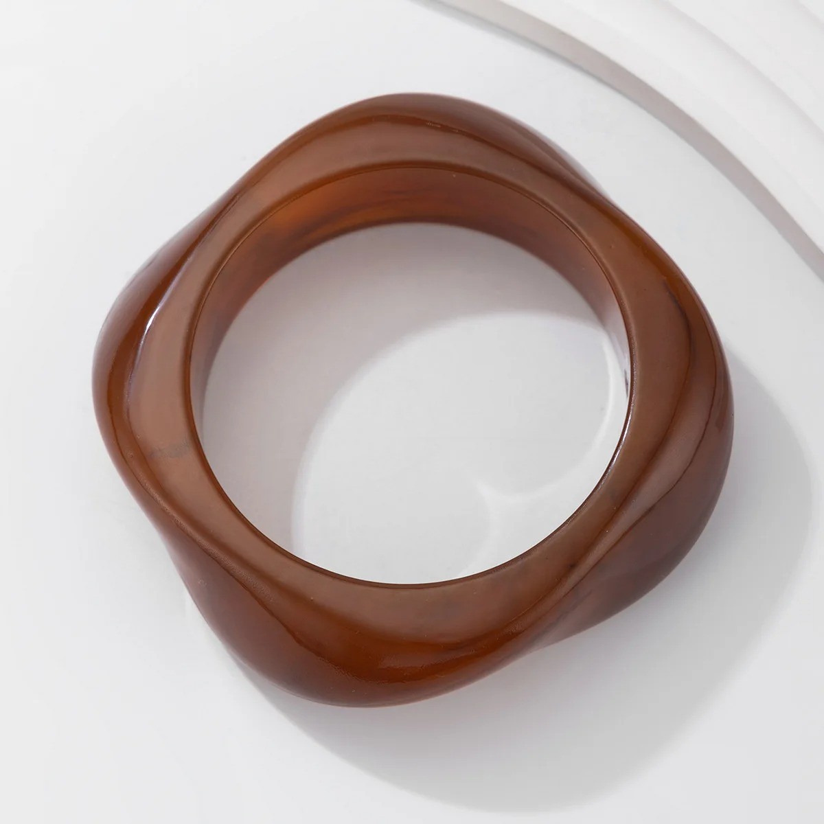 Vintage Punk Brown Coffee Thick Resin Acrylic Bangles Geometric Irregular Design