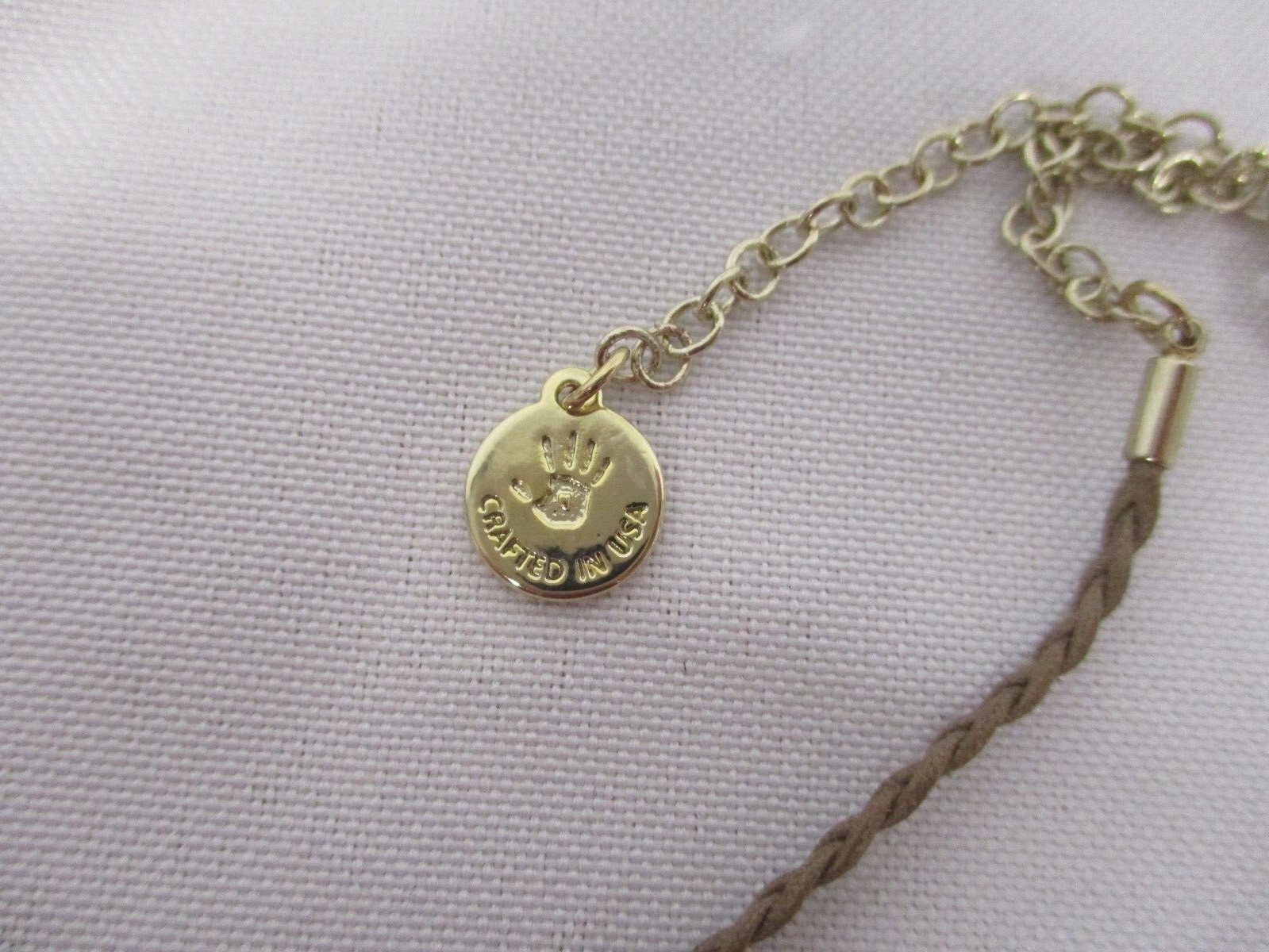 PRETTY KL KARL LAGERFELD GOLDTONE CHAIN BRAIDED CORD NECKLACE with PEARL DROP