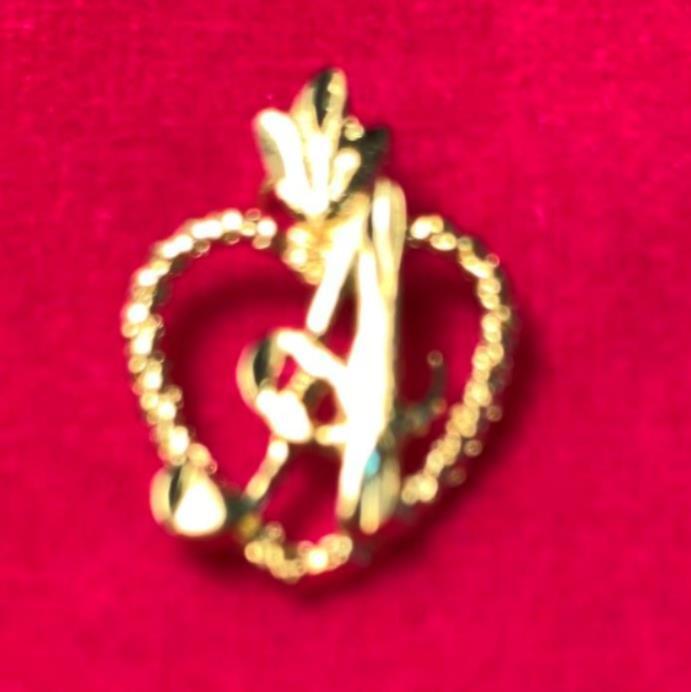 14KT GOLD PLATED LETTER A INITIAL HEART CHARM PENDANT USA SELLER
