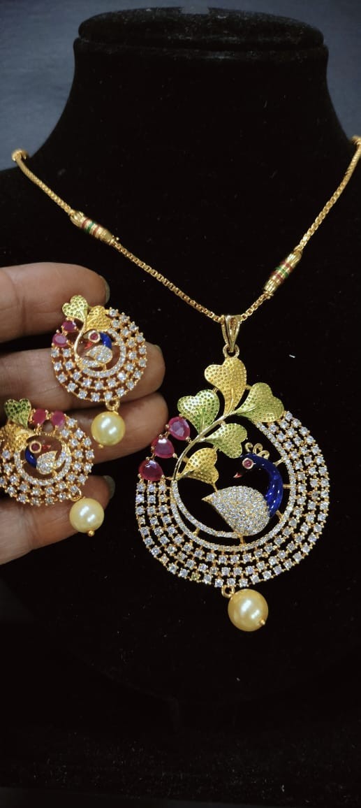 Exclusive High-Quality Chain Set with Pendant & Earrings | E – Handmade in India