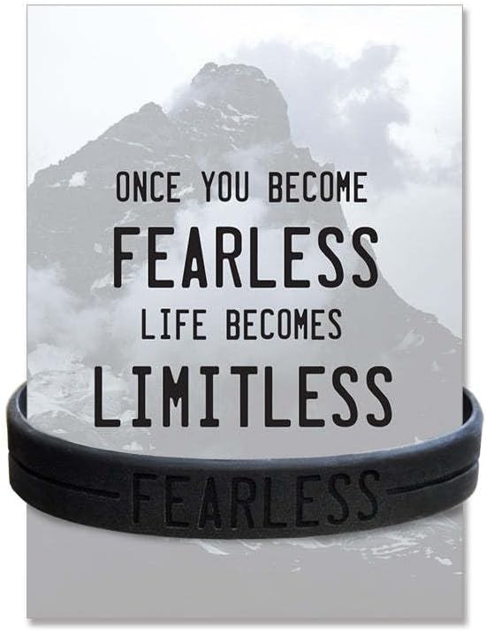 Fearless Black Silicone Bracelet – Inspirational Wristband for Active Women