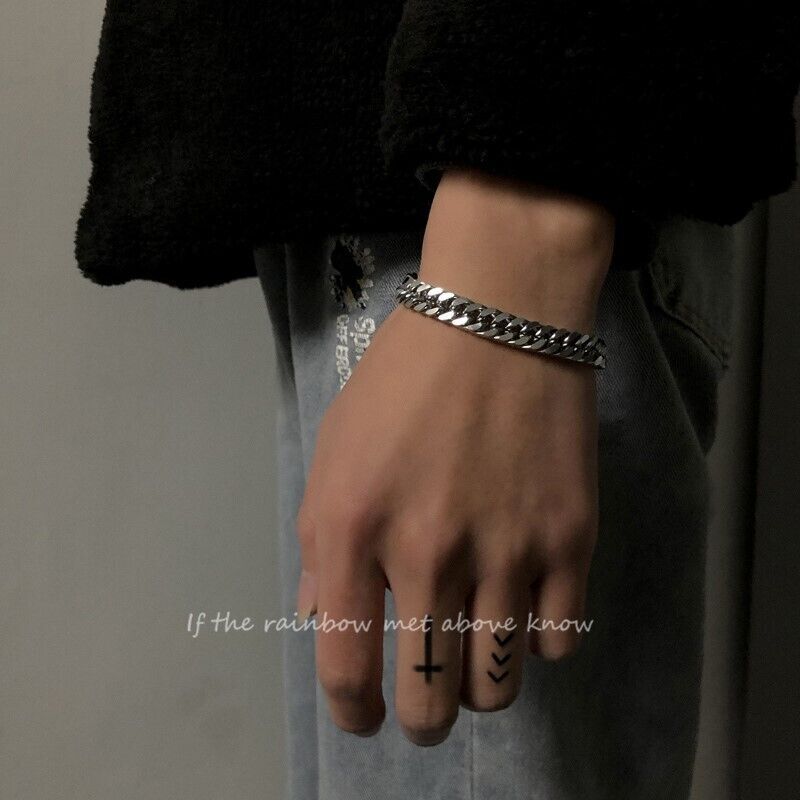 Woman Man 6/7/8/9mm REAL Stainless Steel Curb Cuban Link Chain Bracelet Bangle
